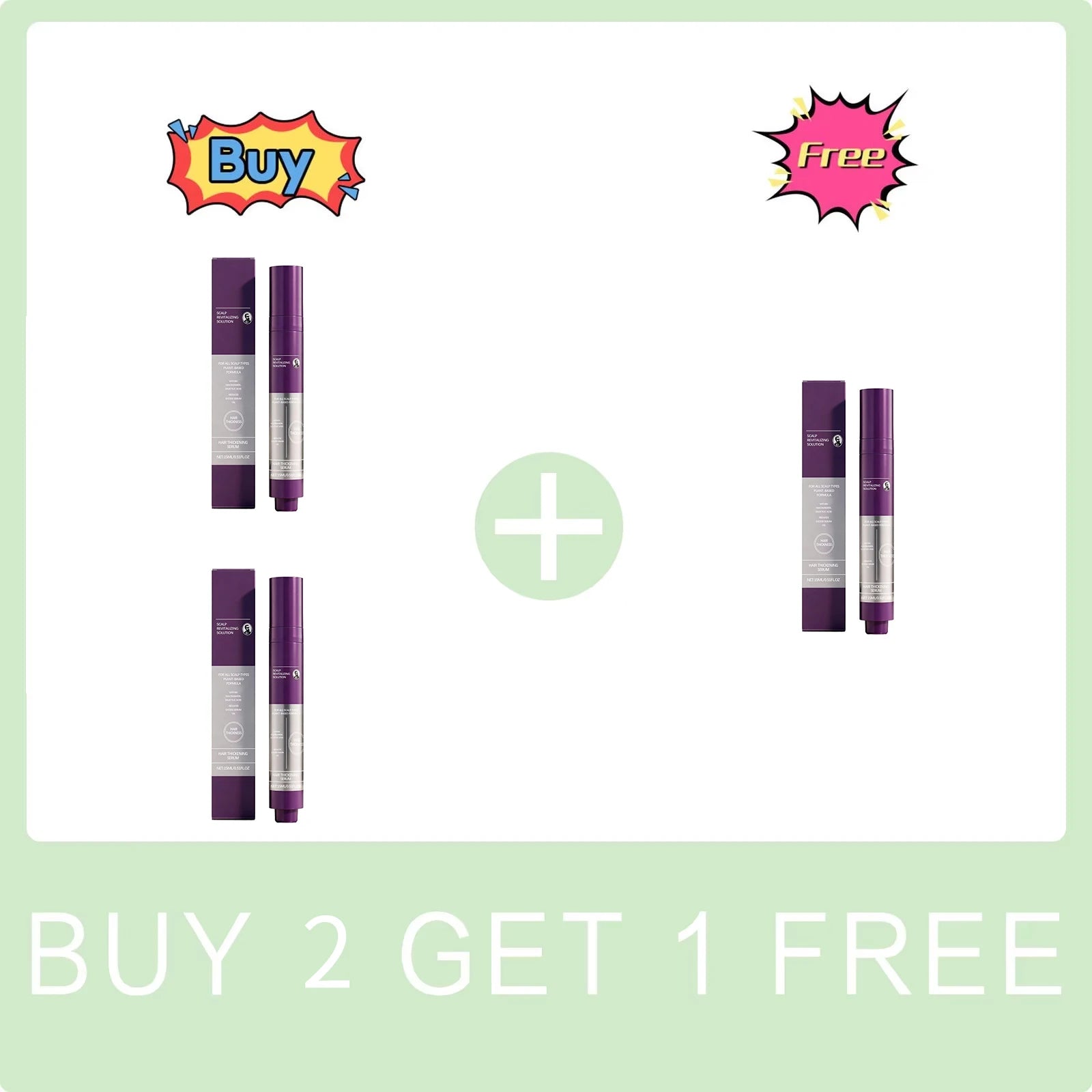 Scalp revitalizing serum bundle offer, buy 2 get 1 free bottles