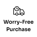 Worry-Free Purchase protection plan icon with document, clock, and truck