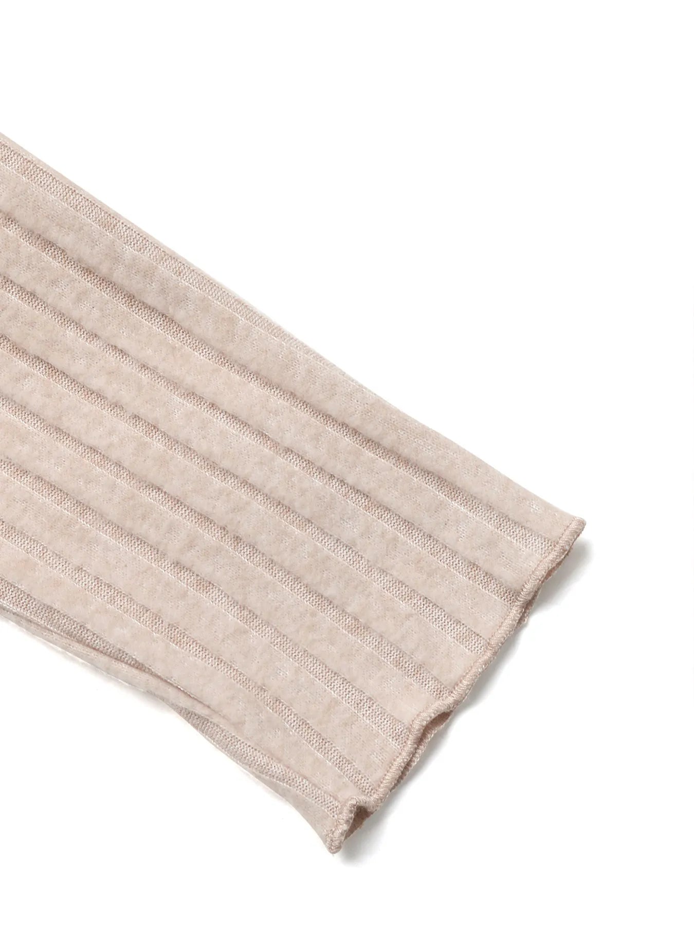 Khaki ribbed knit sleeve cuff with folded edge detail