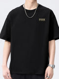 Black men's short-sleeve crewneck T-shirt with small chest logo.