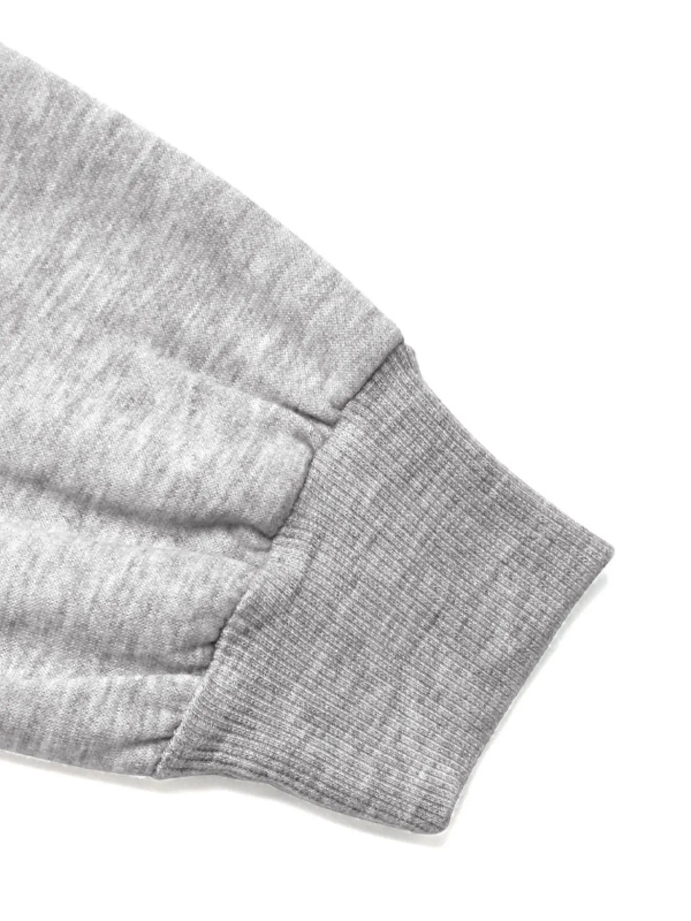 Light gray hoodie sleeve cuff seam detail