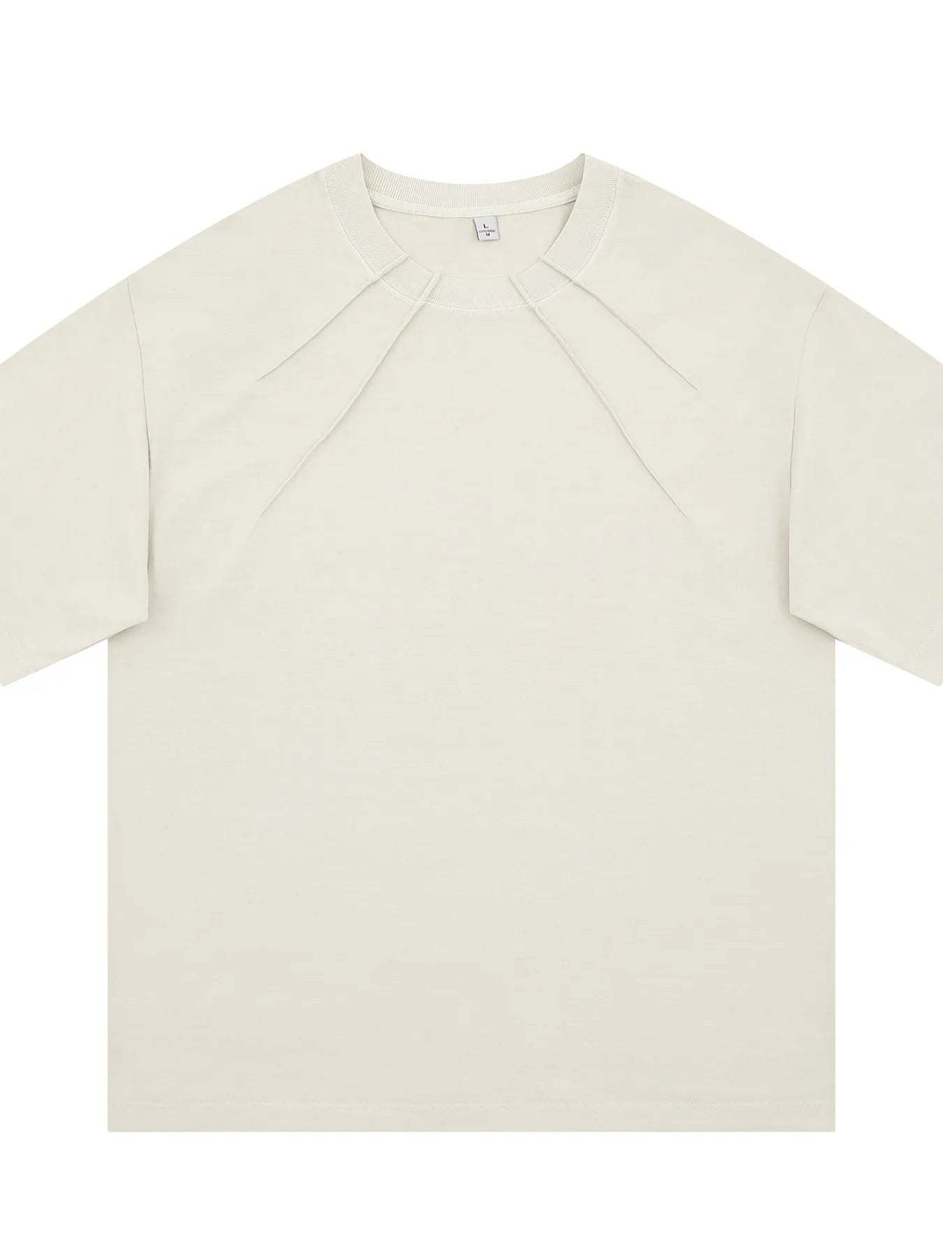 Off-white raglan crew-neck short-sleeve T-shirt for men, plus size