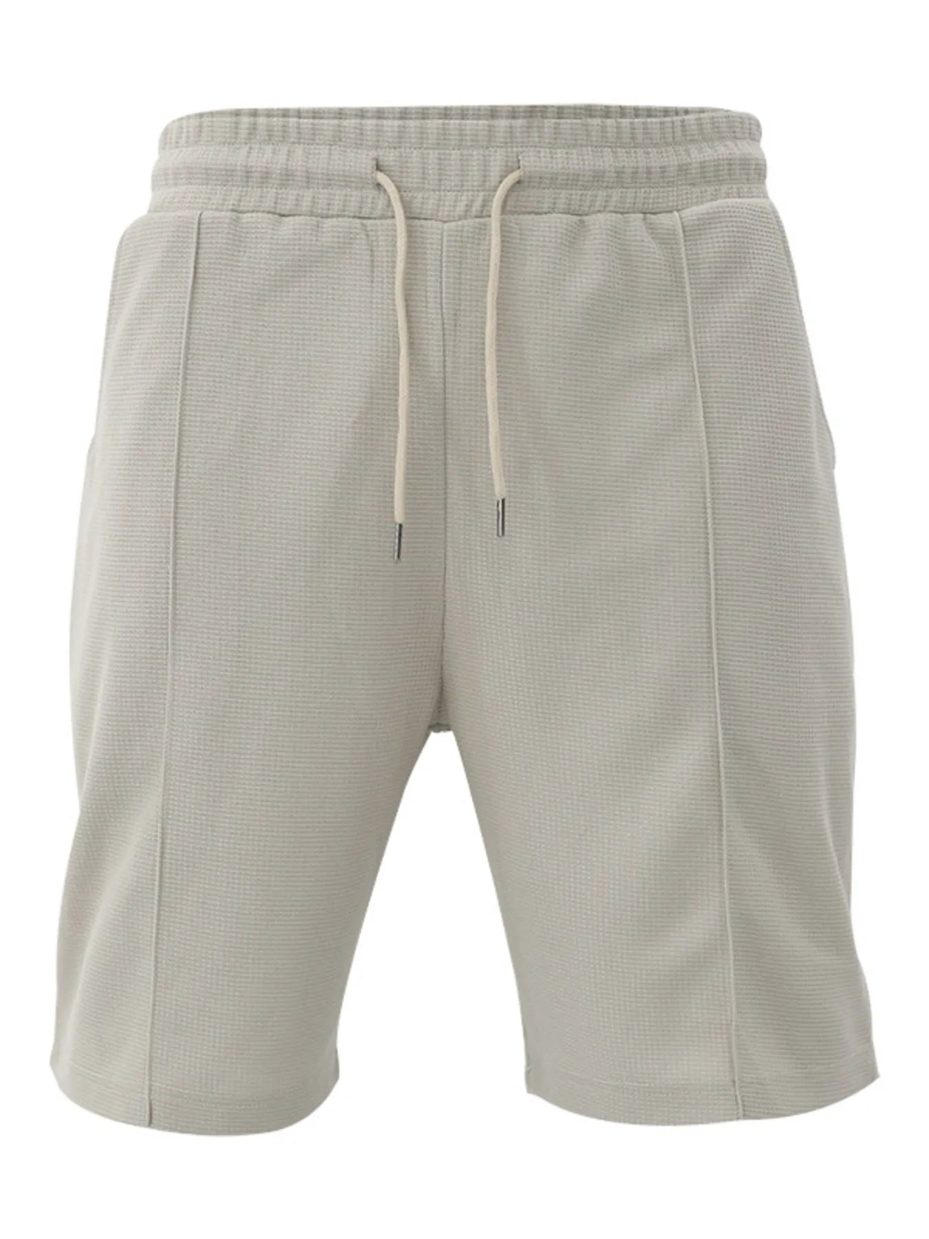 Khaki drawstring elastic-waist shorts for men