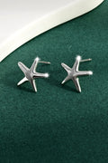 Sterling silver star stud earrings, two-piece front view with posts