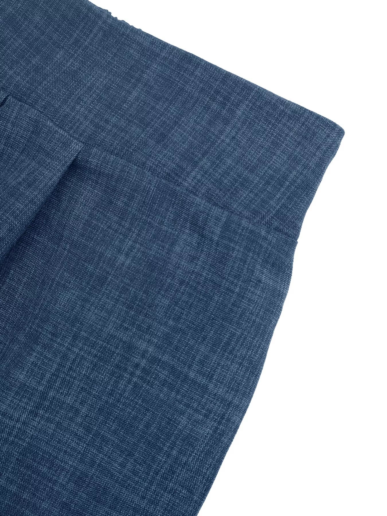 Blue halter neck top and wide-leg pants set fabric close-up