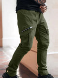 Men's plus size cargo pants in army green with side cargo pockets