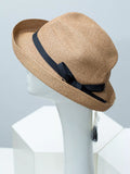 Cedar & Moore Ribbon Straw Hat in natural straw with black ribbon band by Trendsi