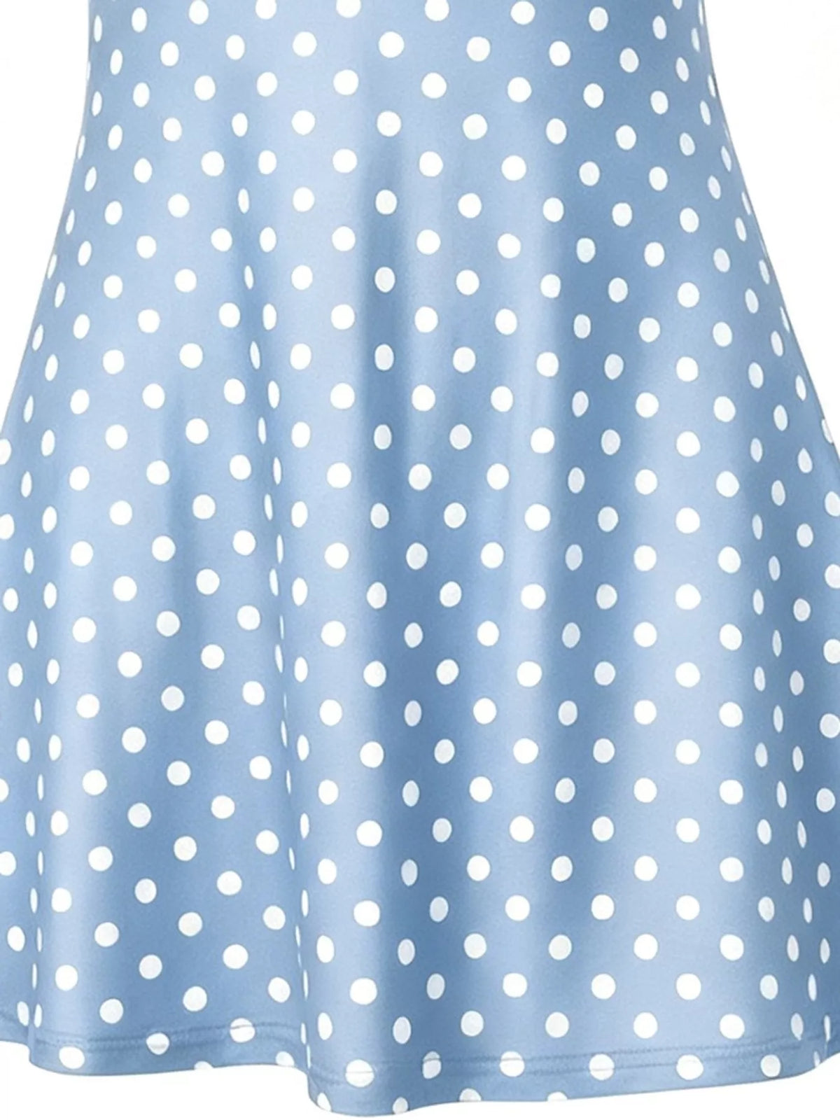 Blue polka dot bodycon mini dress with sleeveless halter-style neckline