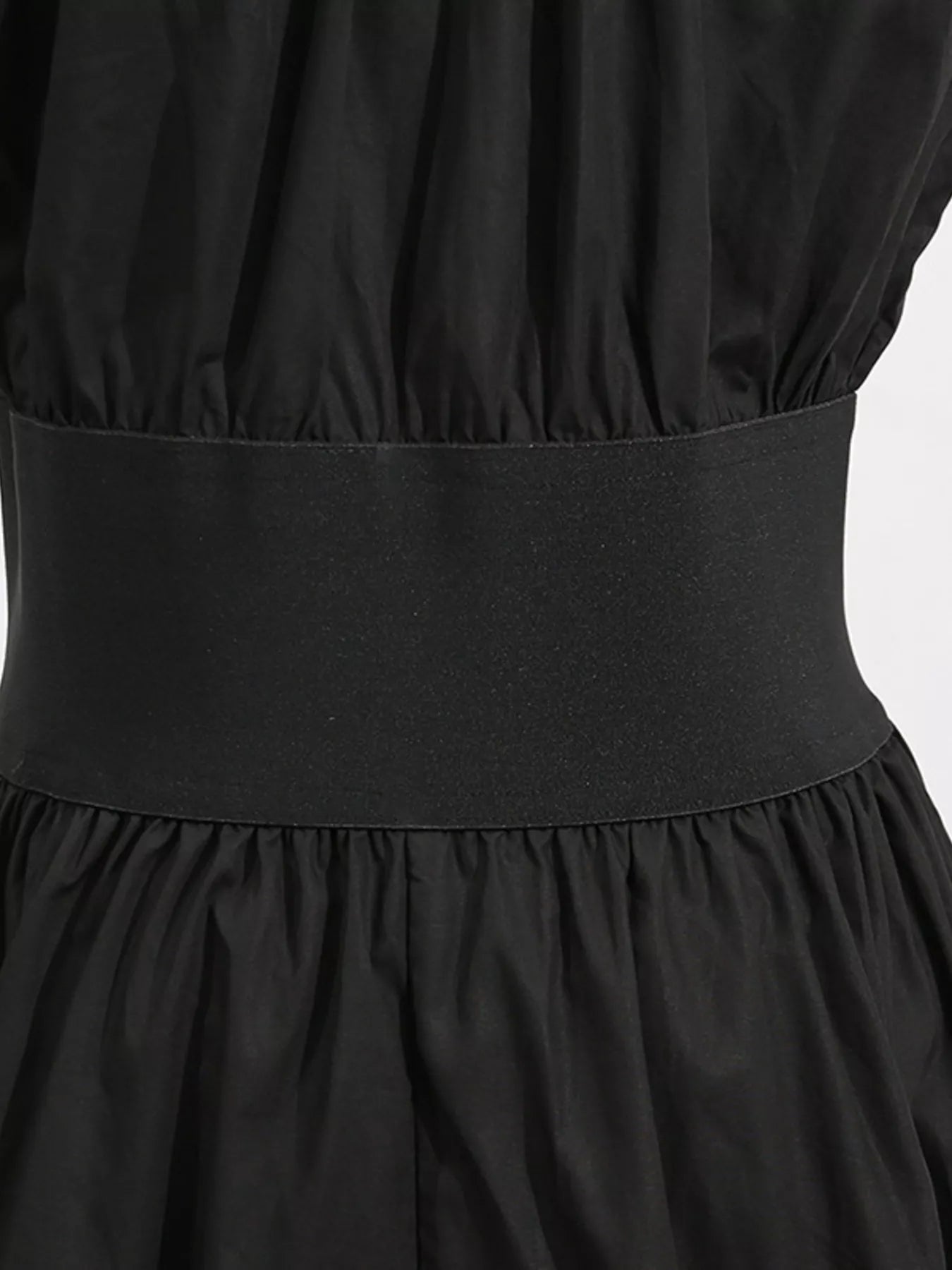 Cedar & Moore Lace-Up Corset Sleeveless Midi Dress in black with wide waist belt