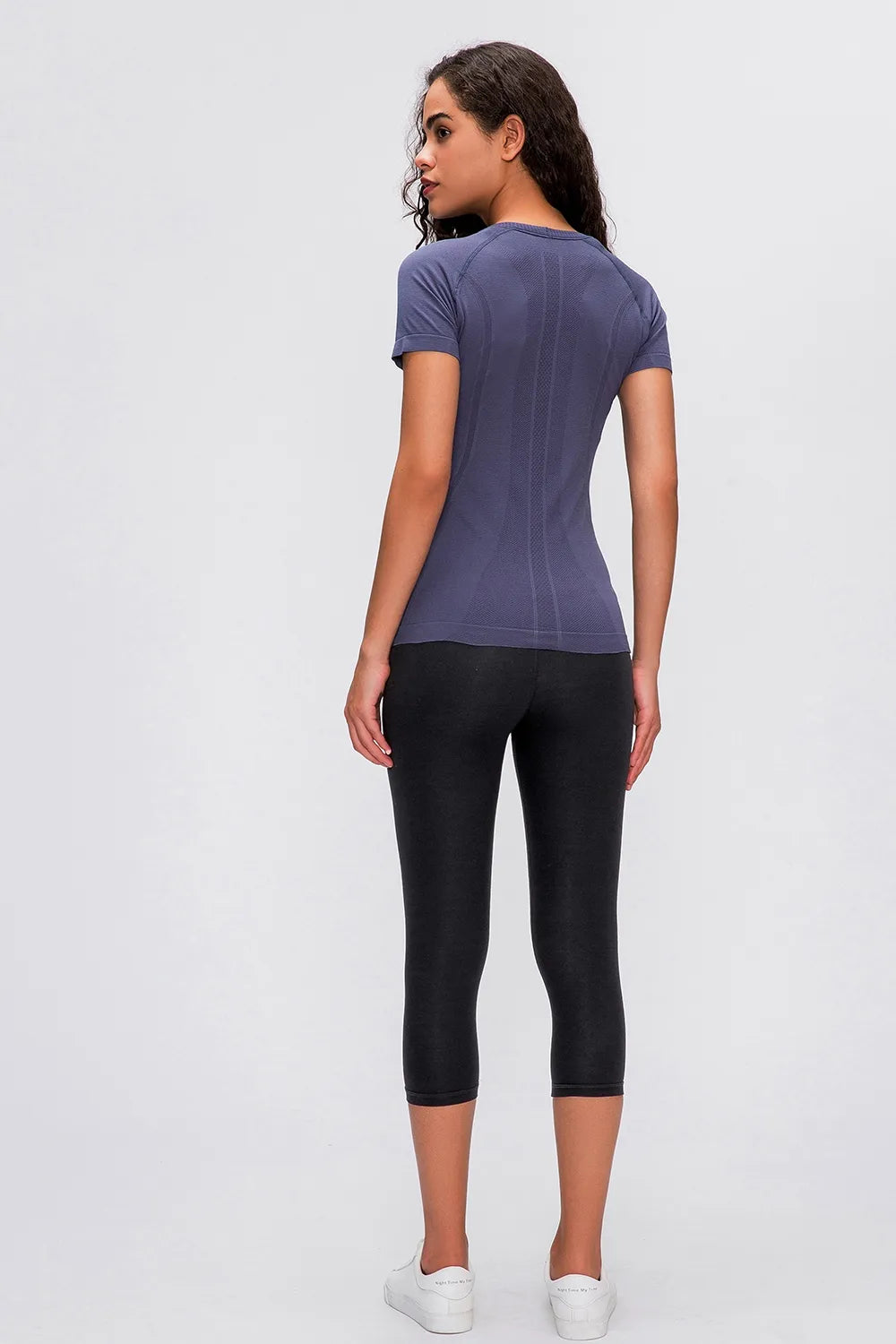 Active t-shirt, dark blue crew neck short sleeves, back view