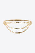 Gold triple-layer chain belt with three interlinked chain rows