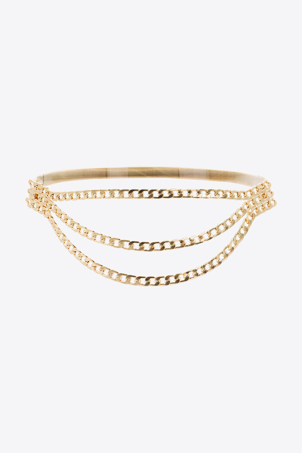 Gold triple-layer chain belt with three interlinked chain rows