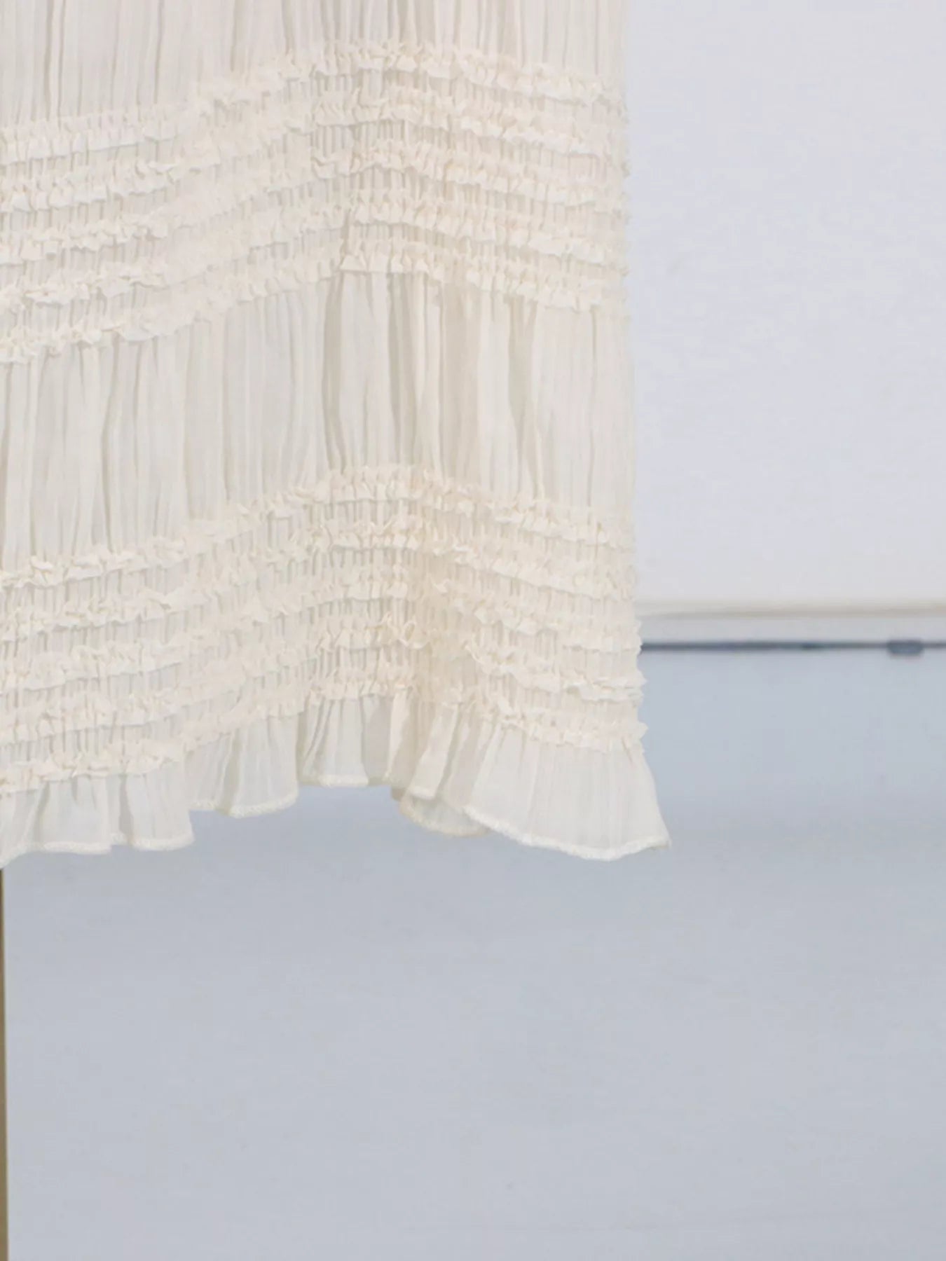 Cedar & Moore Ruched Halter Neck Maxi Dress in ivory with smocked fringe detailing, Trendsi