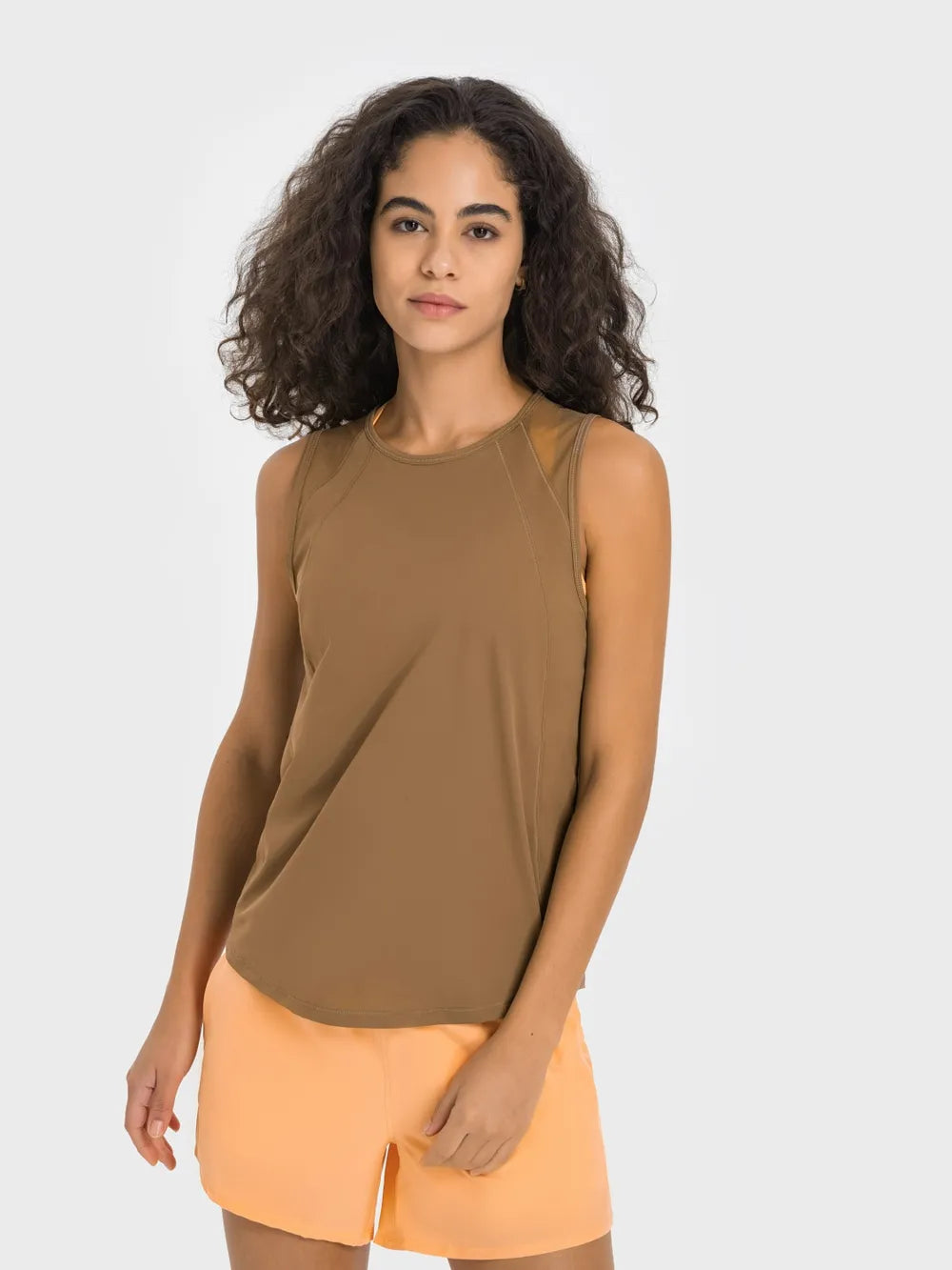 Camel active tank top with round neck and sleeveless design