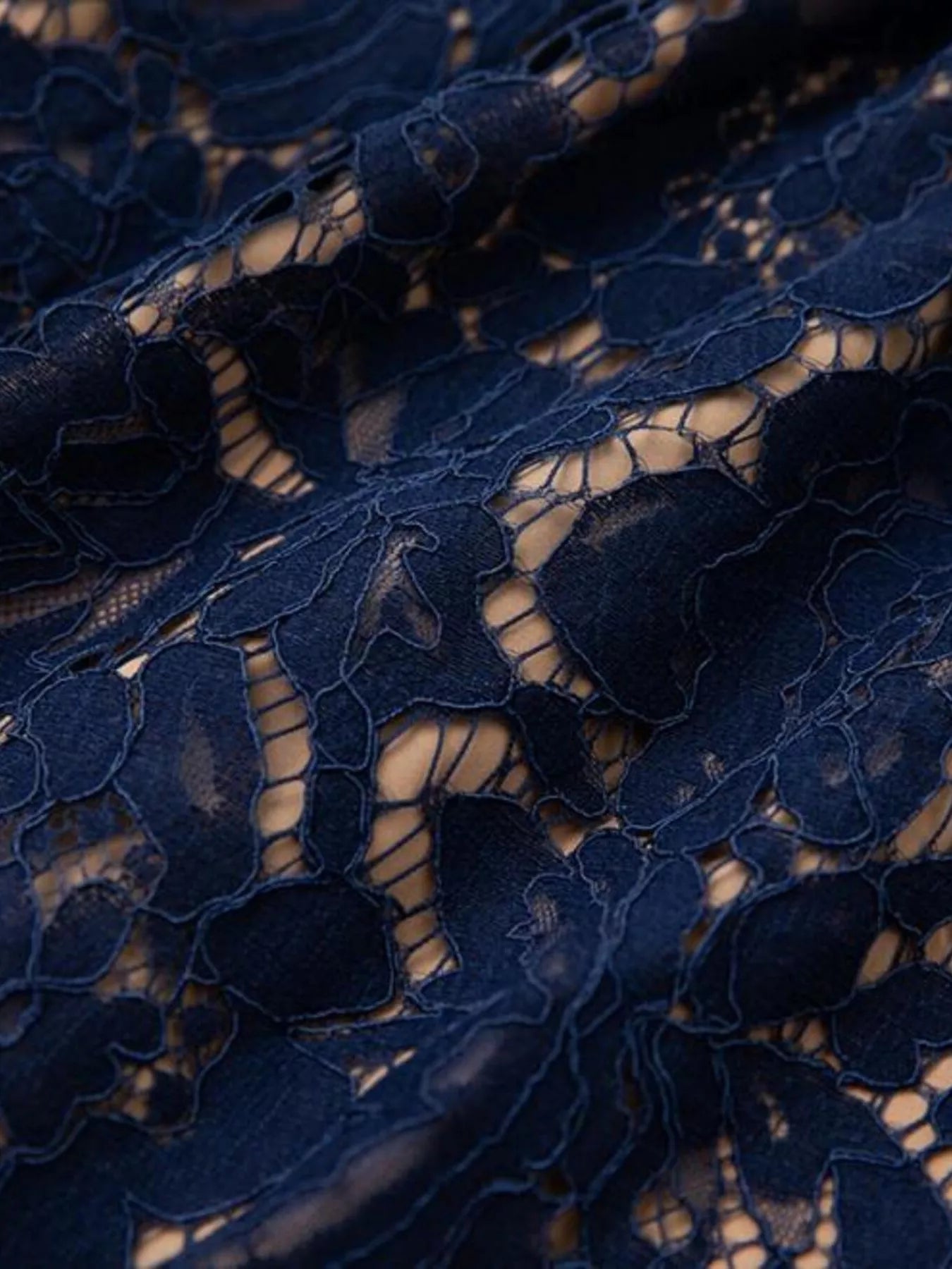Cedar & Moore Lace Button-Down Midi Dress in navy.