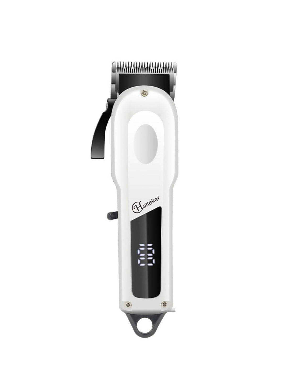 White electric foil shaver with LED display window and stainless steel cutting head