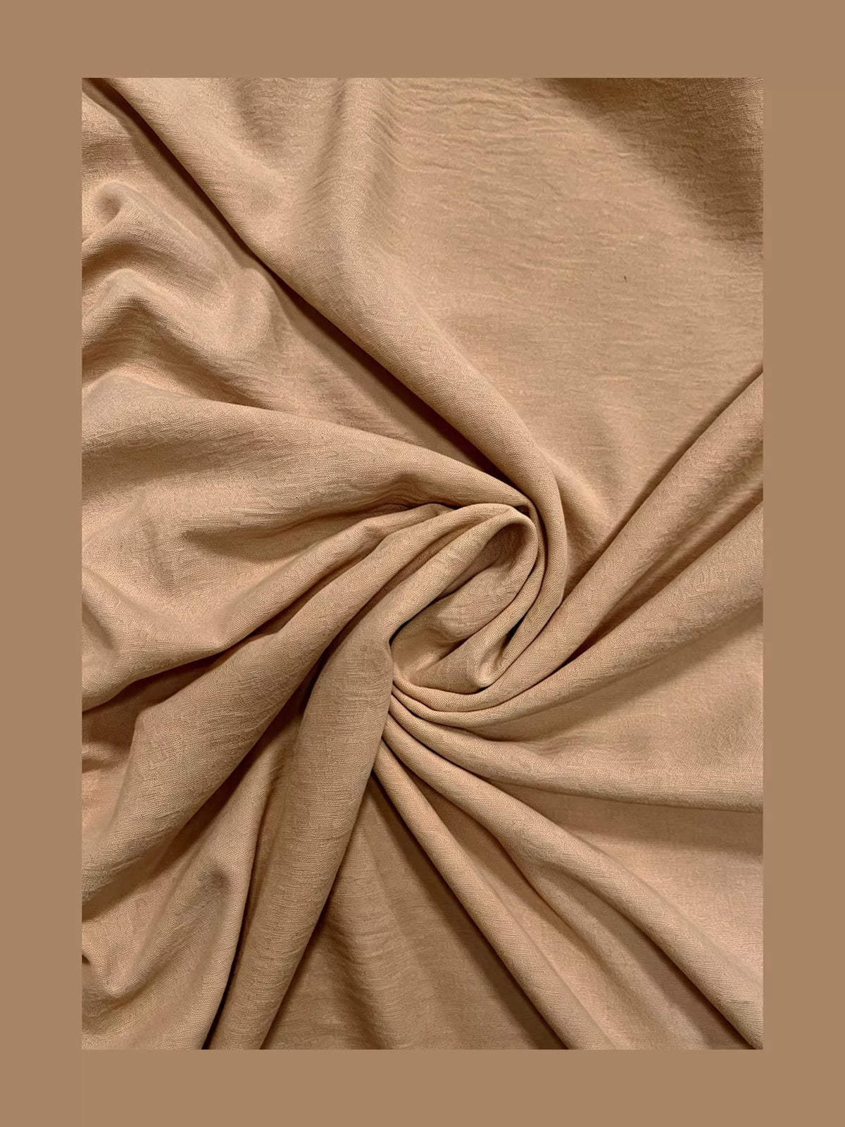 Beige linen-blend fabric close-up with soft drape and subtle woven texture