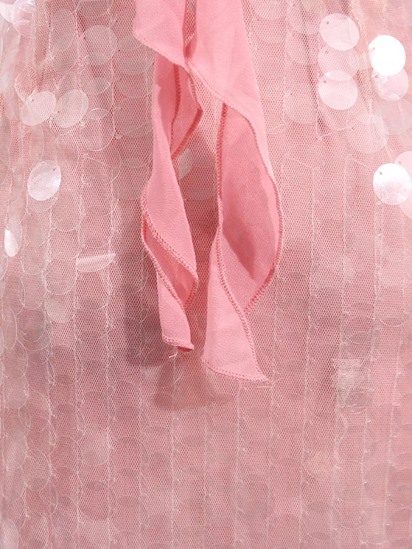 Cedar & Moore Sequin Halter Neck Mini Dress in pink sequin tulle with tied ribbon detail by Trendsi