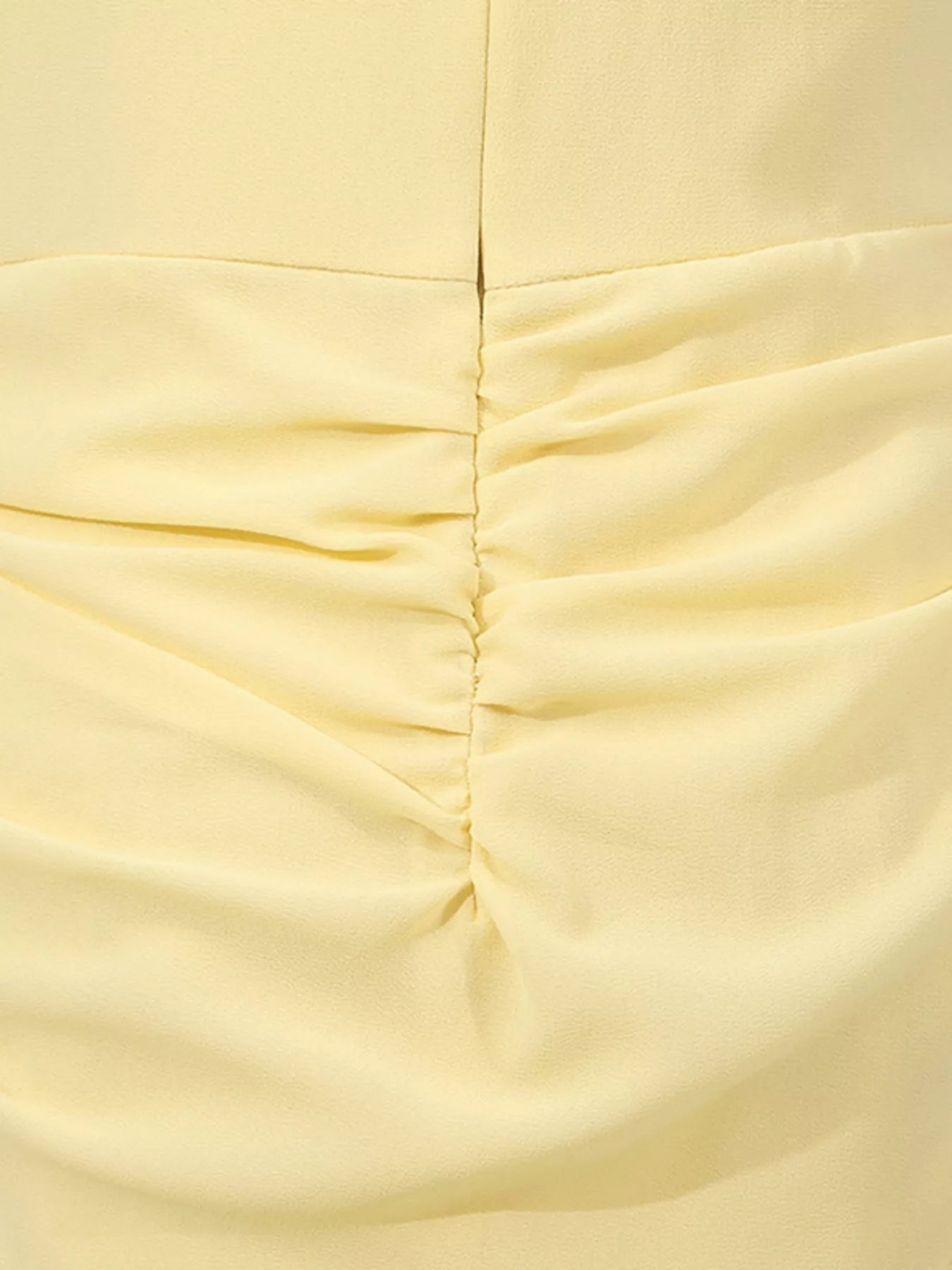 Cedar & Moore Sleeveless Ruched Yellow Maxi Dress with centered ruching detail