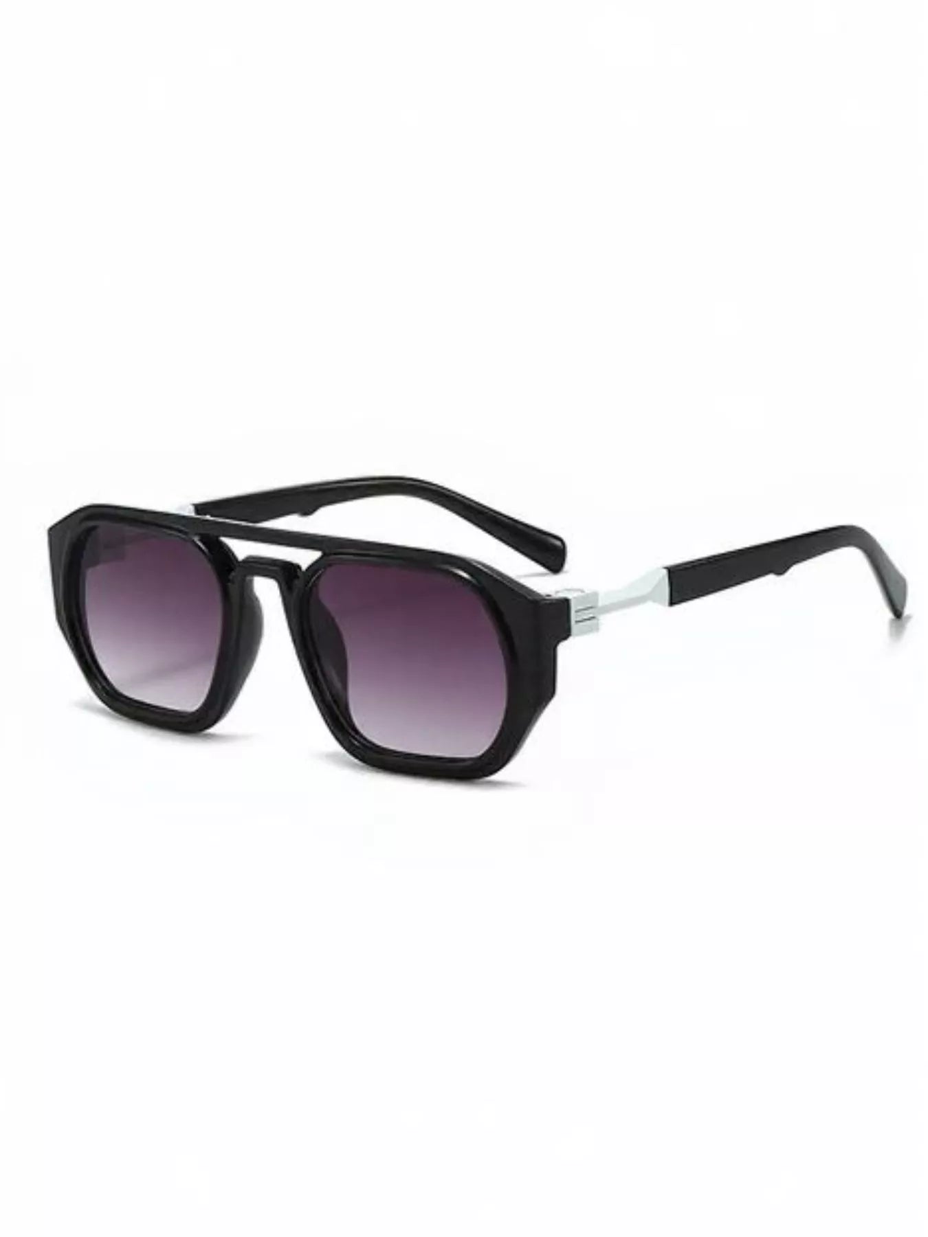 Cedar & Moore Retro Octagon Frame Sunglasses, black frame with purple gradient lenses, Trendsi.