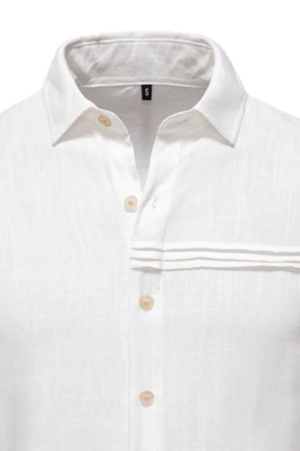 Men's button down shirt, white collared button front with chest pocket detail