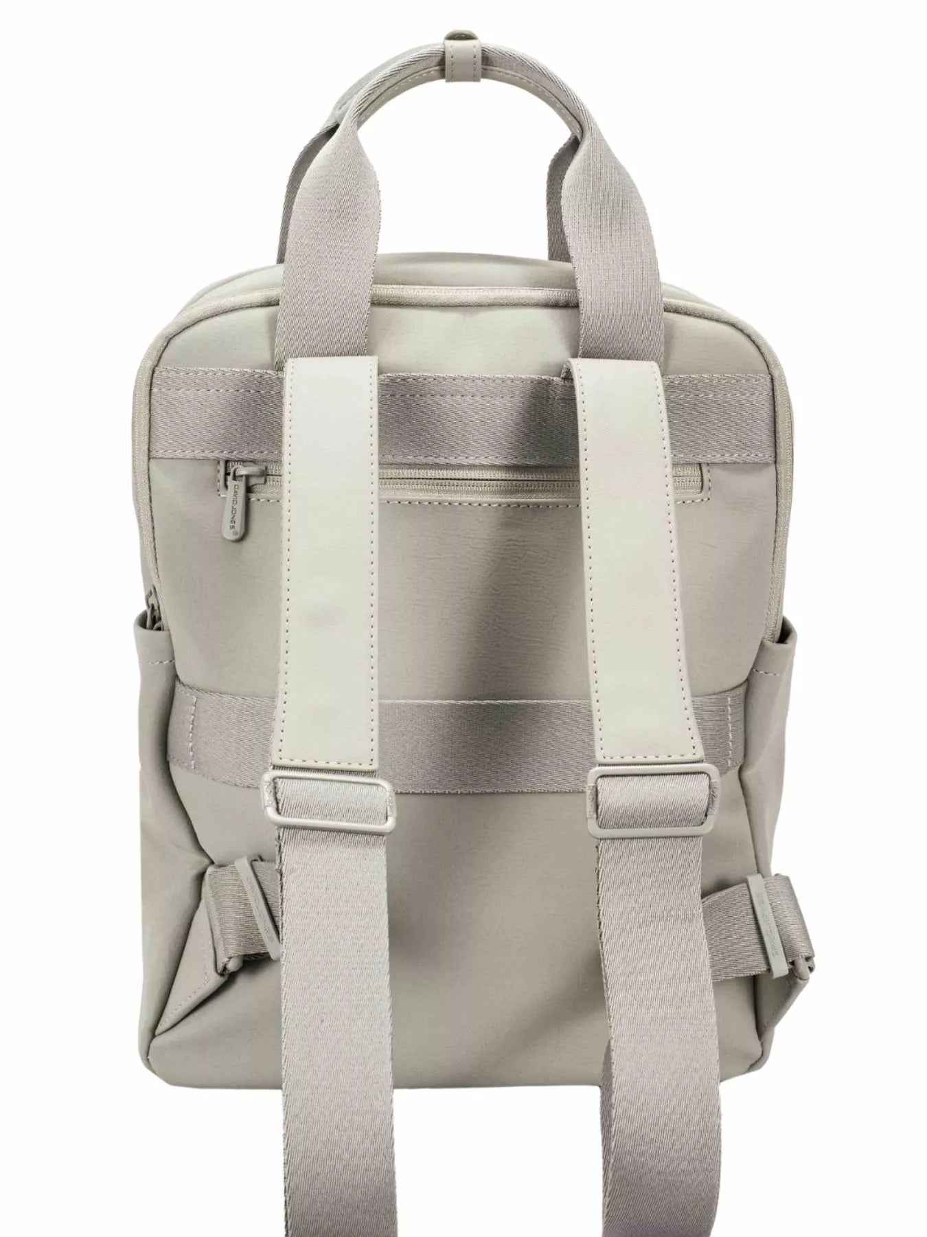 Canvas backpack bag with dual handles, light color and adjustable shoulder straps