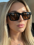 Black rectangular UV400 sunglasses with dark lenses, polycarbonate frame