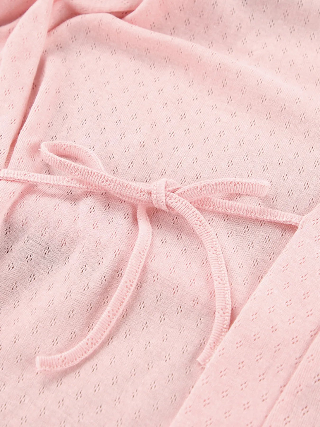 Dusty pink tie-waist kimono nightgown bow detail at the waist