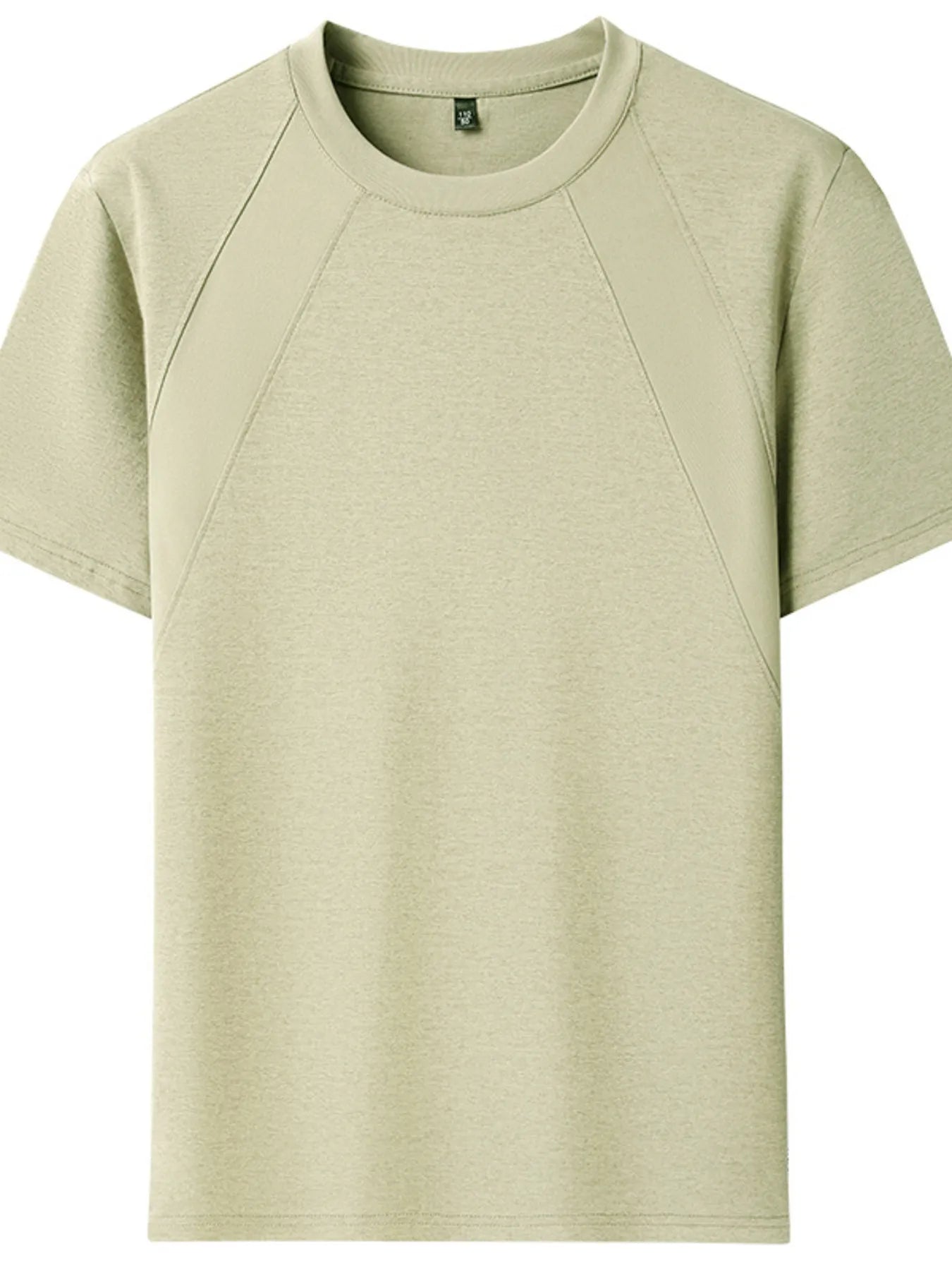 Men's plus size raglan crew-neck T-shirt in matcha green with contrast seaming, short sleeves