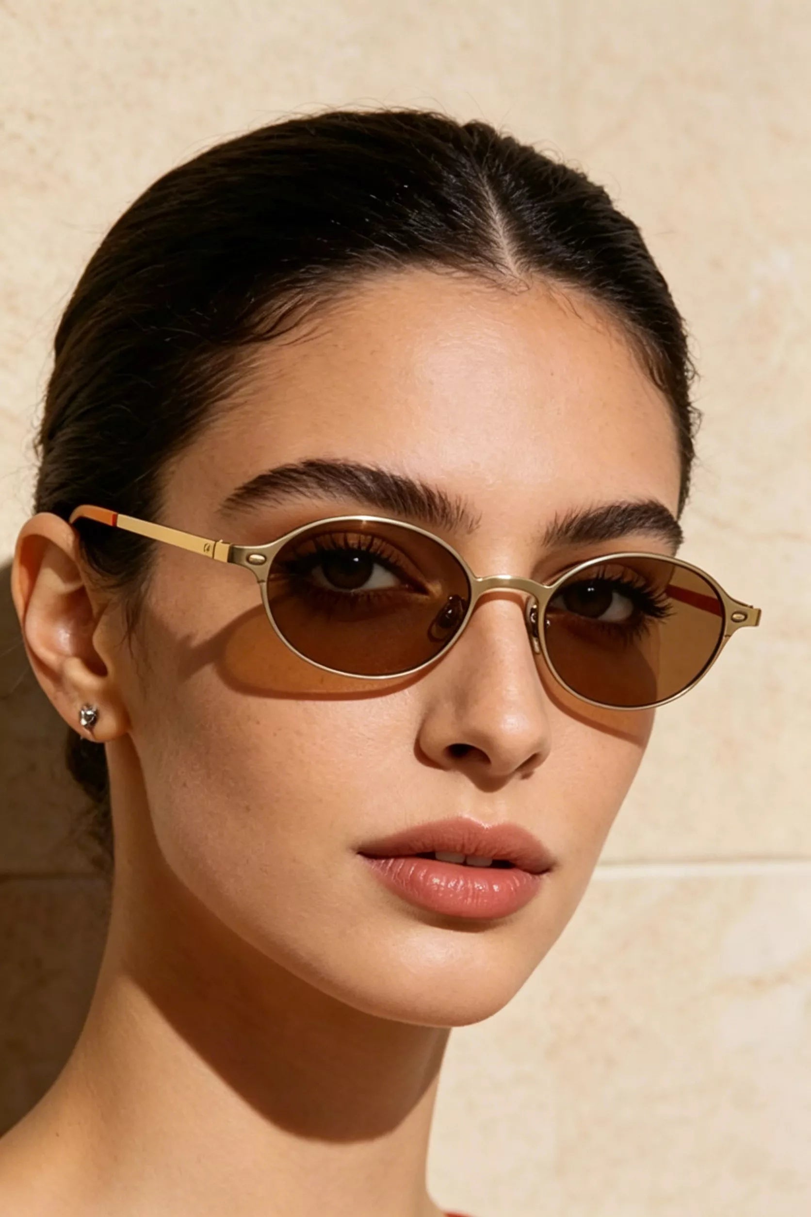 Cedar & Moore Vintage Oval Sunglasses by Trendsi, gold-tone metal frame with brown lenses