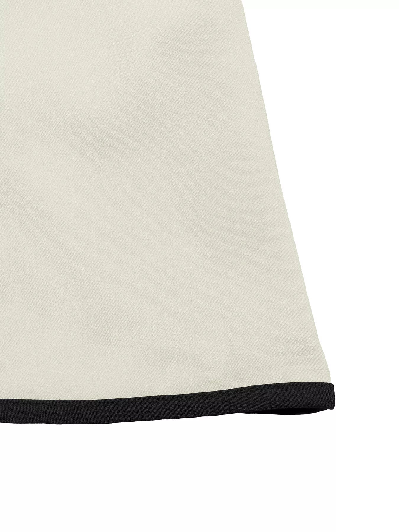 Cedar & Moore Bowknot Trim A-Line Midi Dress beige with black hem