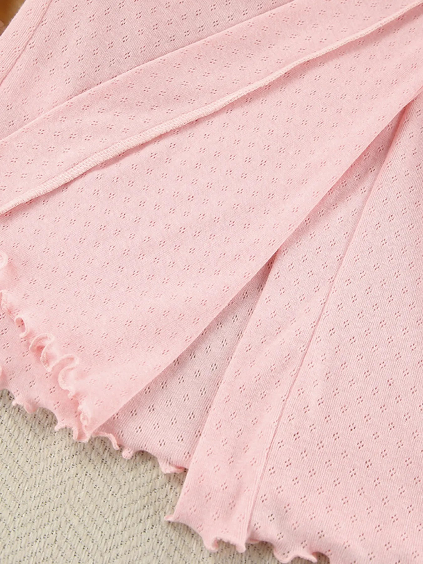 Dusty pink kimono sleeve lounge nightgown with layered skirt ruffle hem