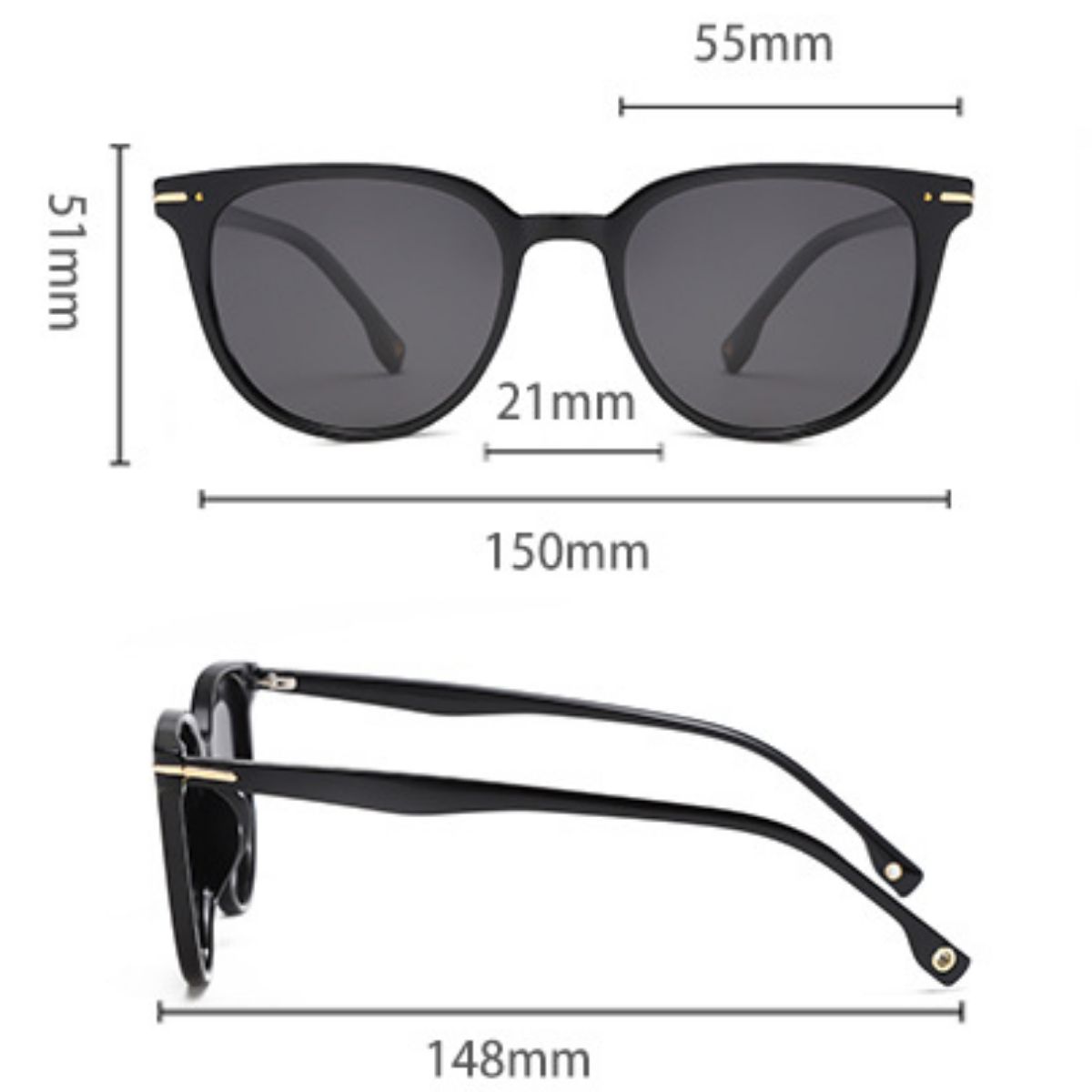 Cedar & Moore UV Protection Sunglasses, Trendsi, black frame with gray lenses, 1 pair