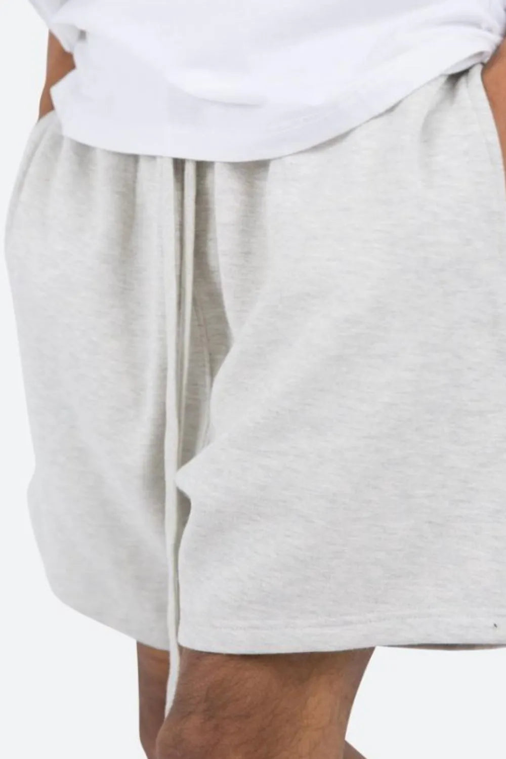 White men's plus size drawstring shorts with side pockets and loose fit, above knee