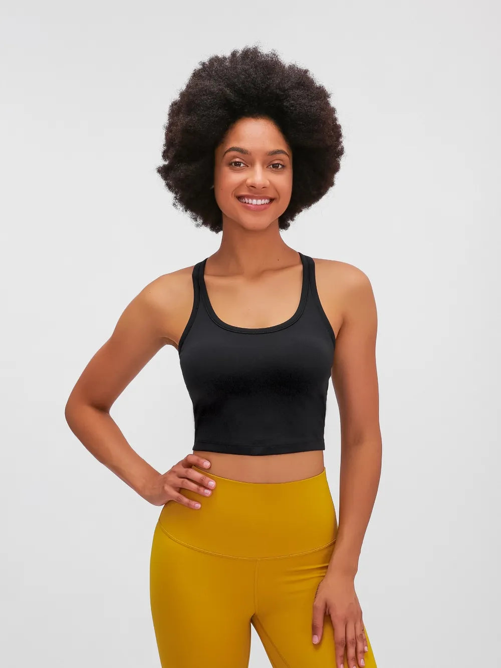 Black active scoop-neck tank top