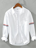 Men's classic long sleeve button-up shirt in white, with chest pocket and button front
