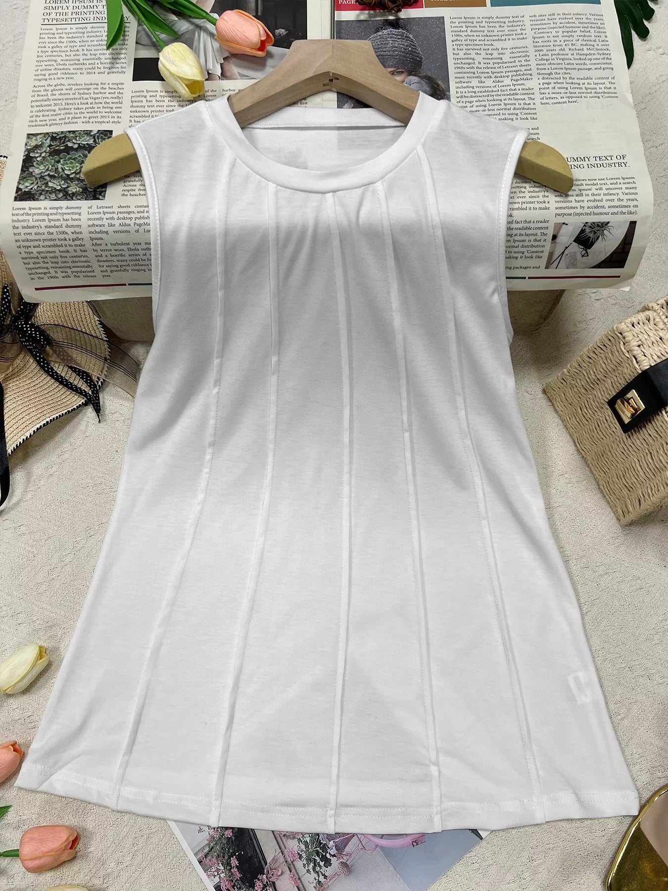 Cedar & Moore Round Neck Tank Top white, Trendsi basic sleeveless top