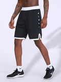 Men's black star-print active shorts with white side stars and contrast trim