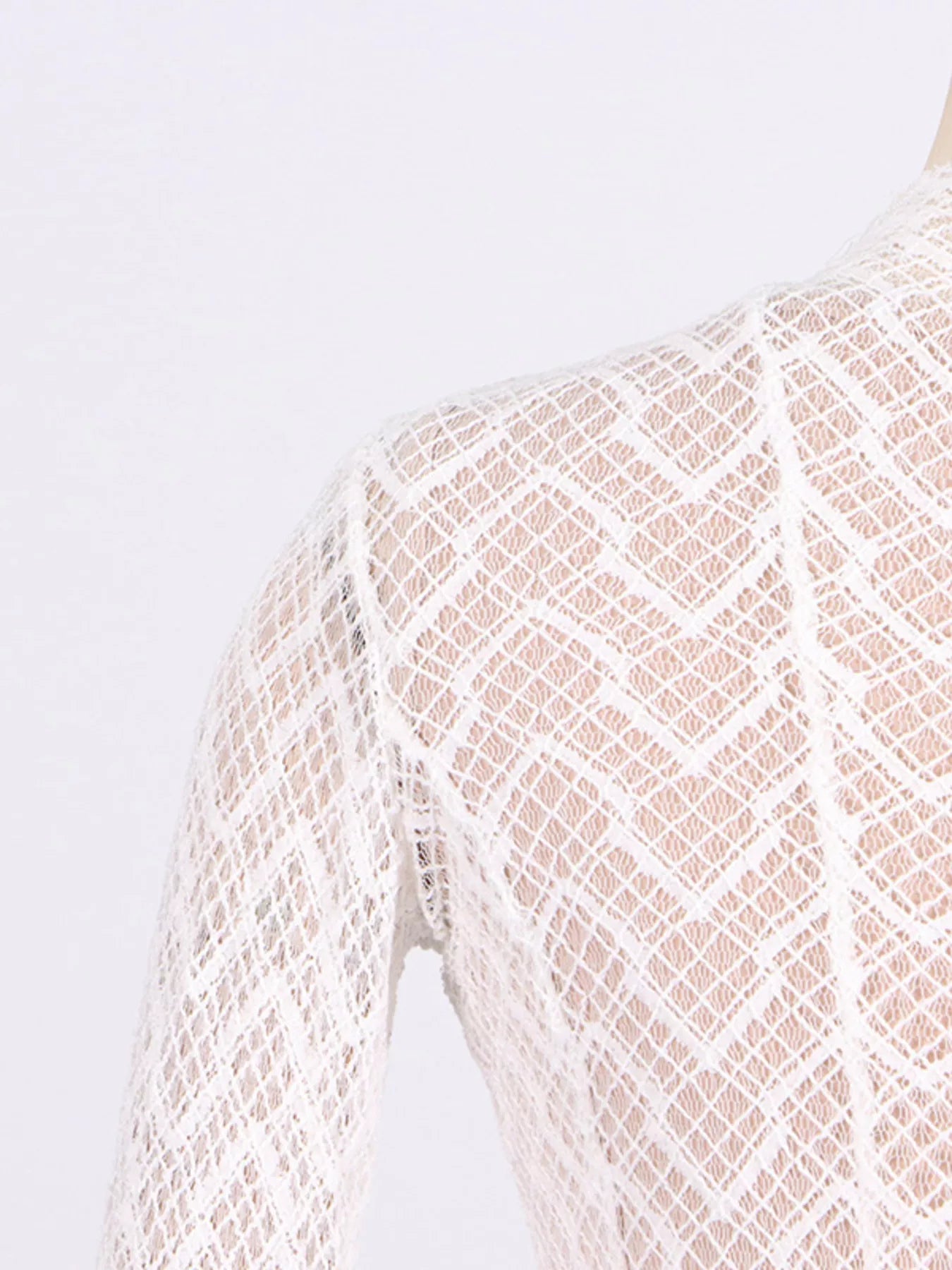 Cedar & Moore Lace mock-neck long-sleeve maxi dress in ivory by Trendsi