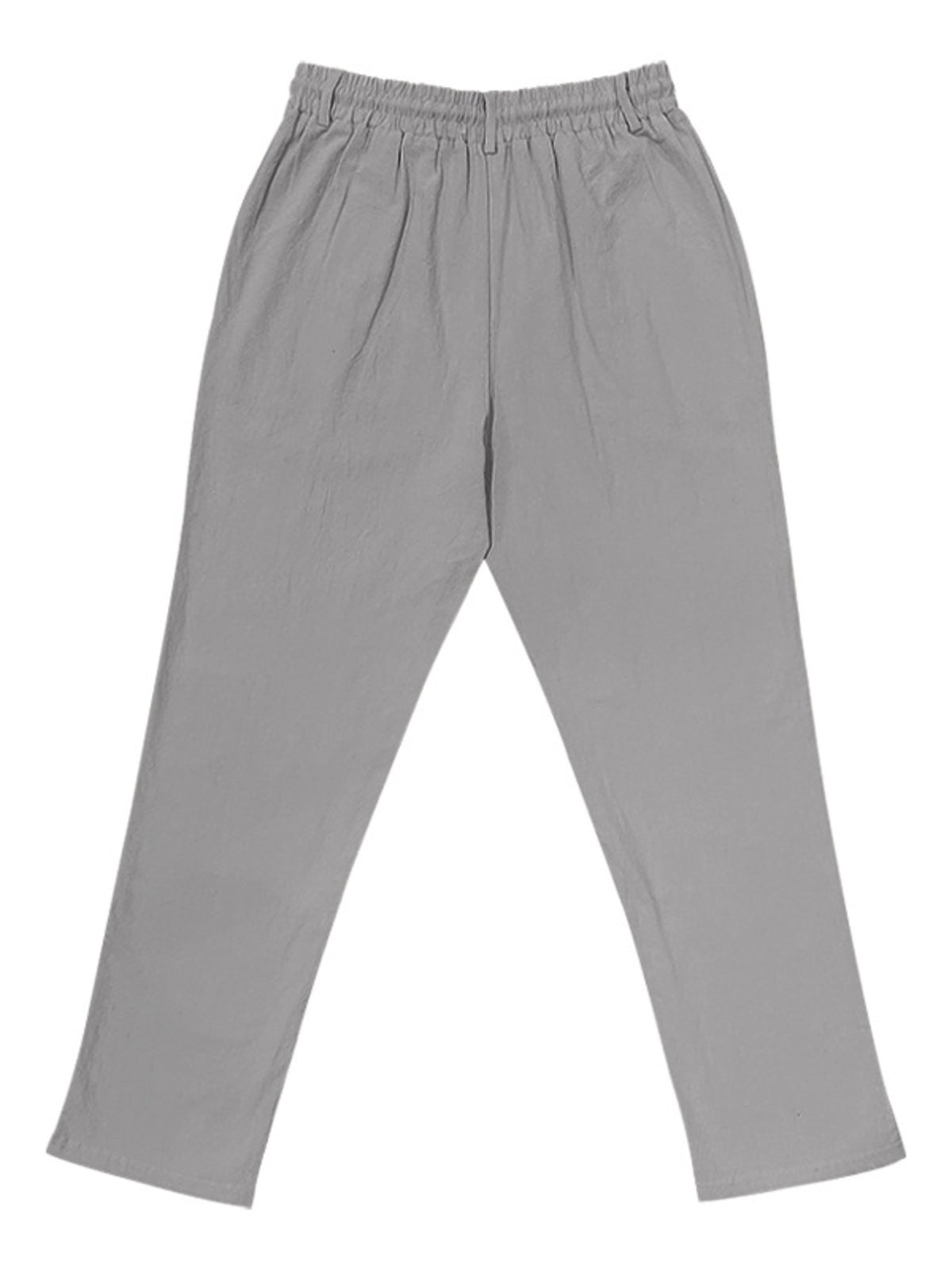 Men’s lightweight drawstring pants, light gray, elastic waist and drawstring tie