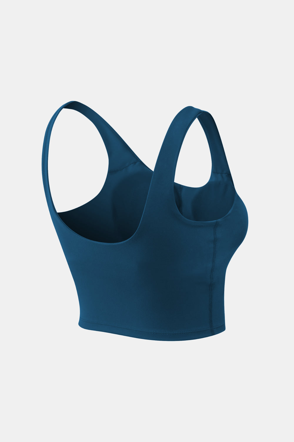 Cropped active tank top with scoop neck and wide straps, dark blue