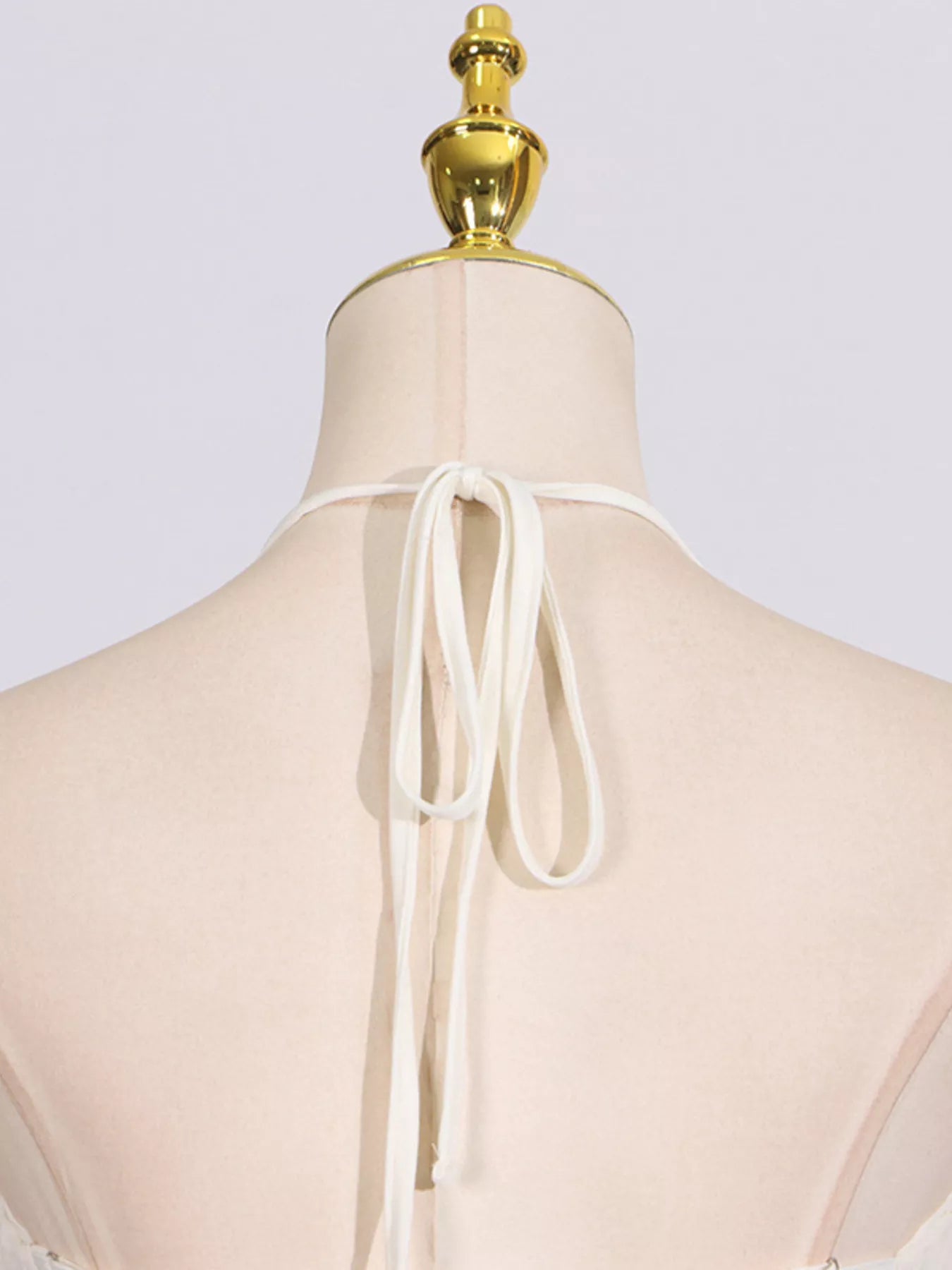 Cedar & Moore Ruched halter neck maxi dress in cream with back tie