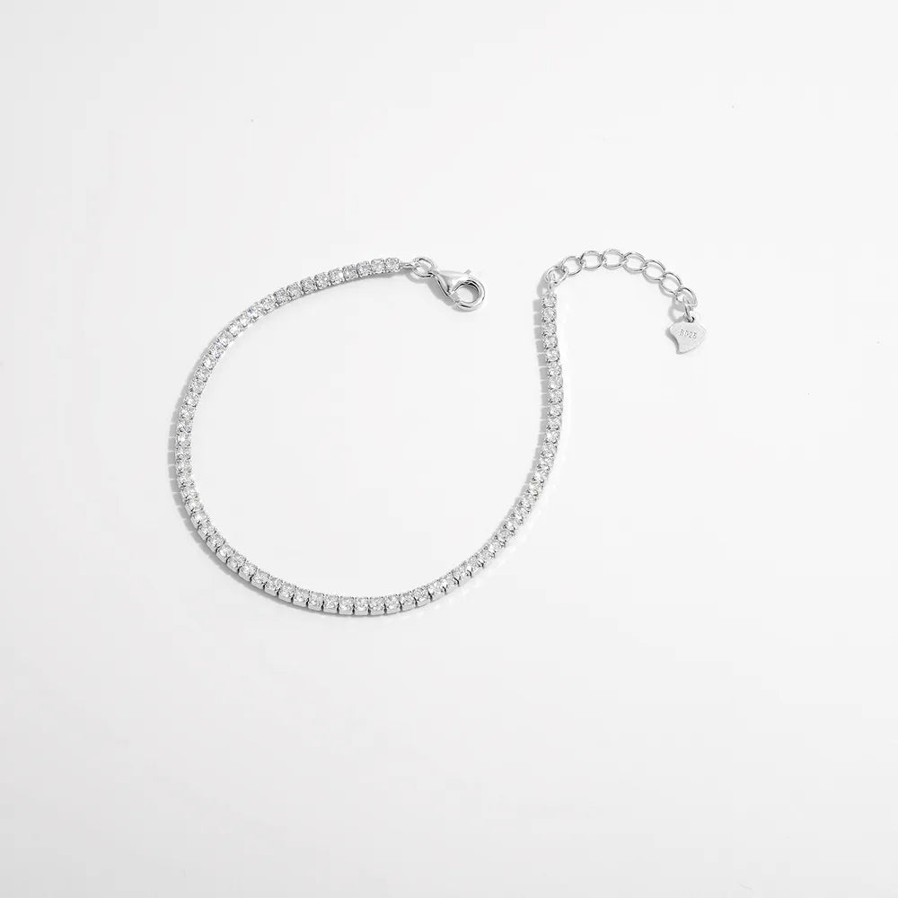 925 sterling silver zircon bracelet, pavé full circle with lobster clasp