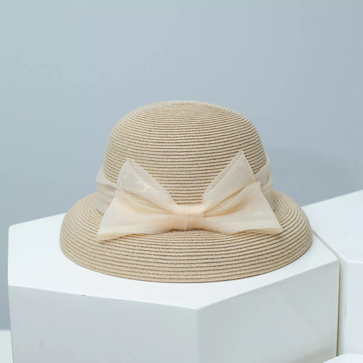 Cedar & Moore Straw sun hat with beige ribbon bow, Trendsi