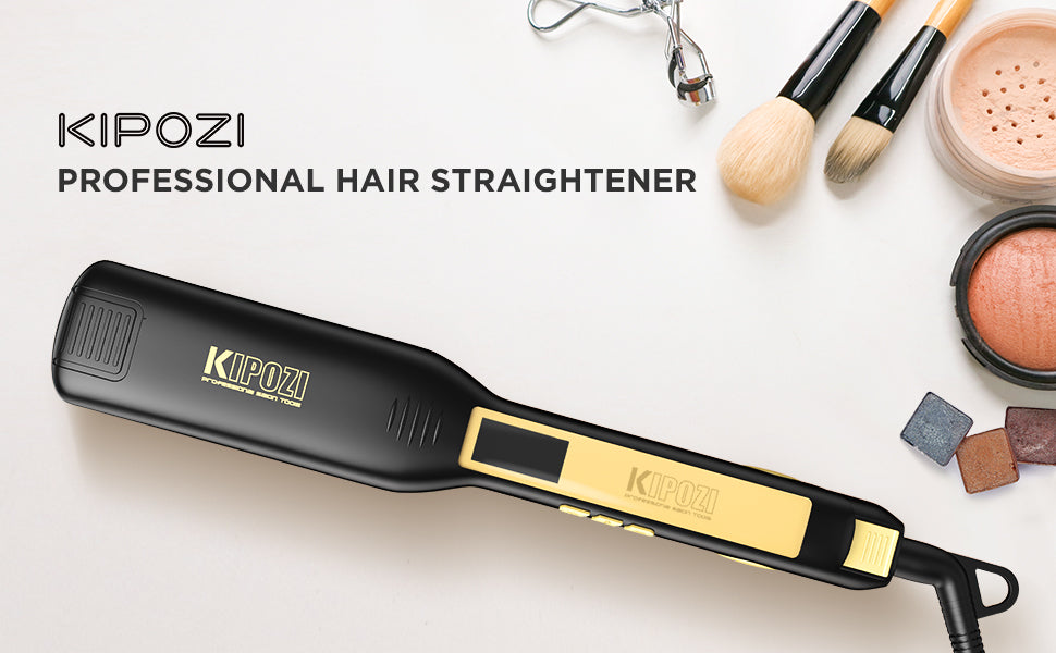 KIPOZI Professional Hair Straightener - Titanium Flat Iron with Digital LCD Display & Dual Voltage
