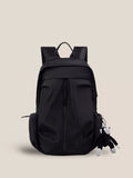 Cedar & Moore Drawstring Lightweight Backpack Bag, black, medium size with panda keychain by Trendsi.
