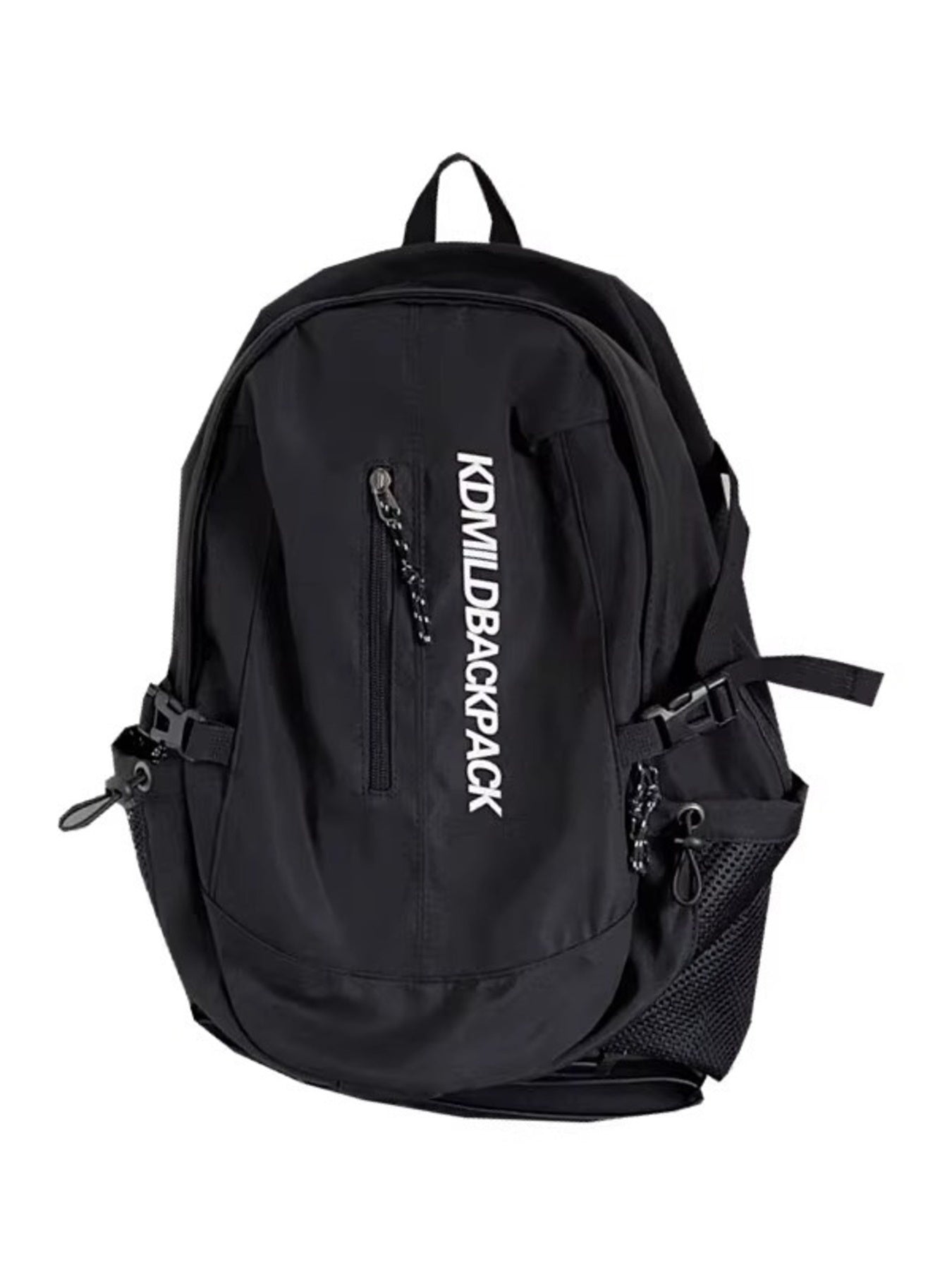 Cedar & Moore Letter Casual Backpack Bag, black nylon with vertical KDMILDBACKPACK logo