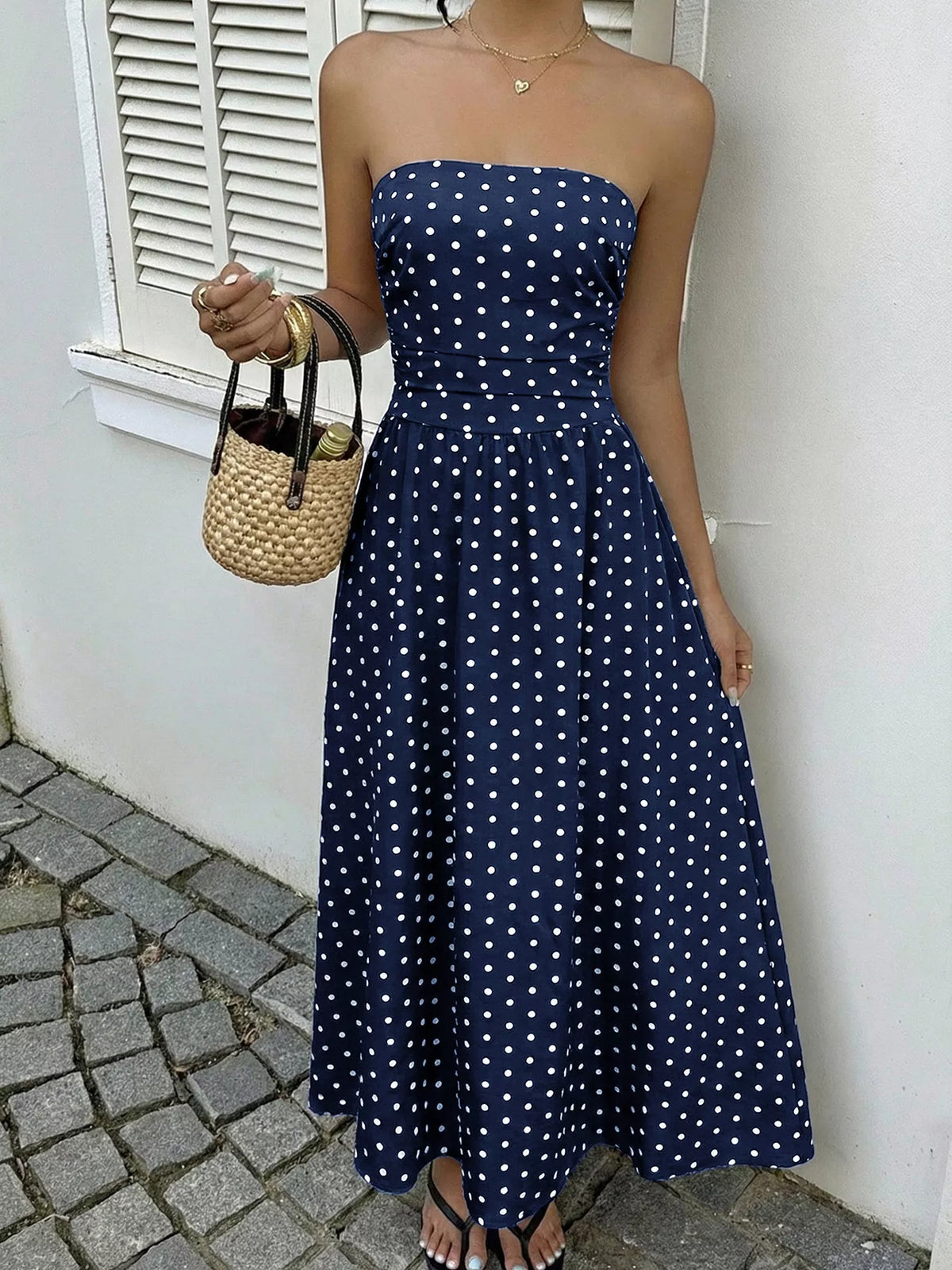 navy blue tube dress Polka Dot A-Line Seabag allowances fall for Size:FR44 - US12 - UK16 short-name: Lace Soft Pink date nights