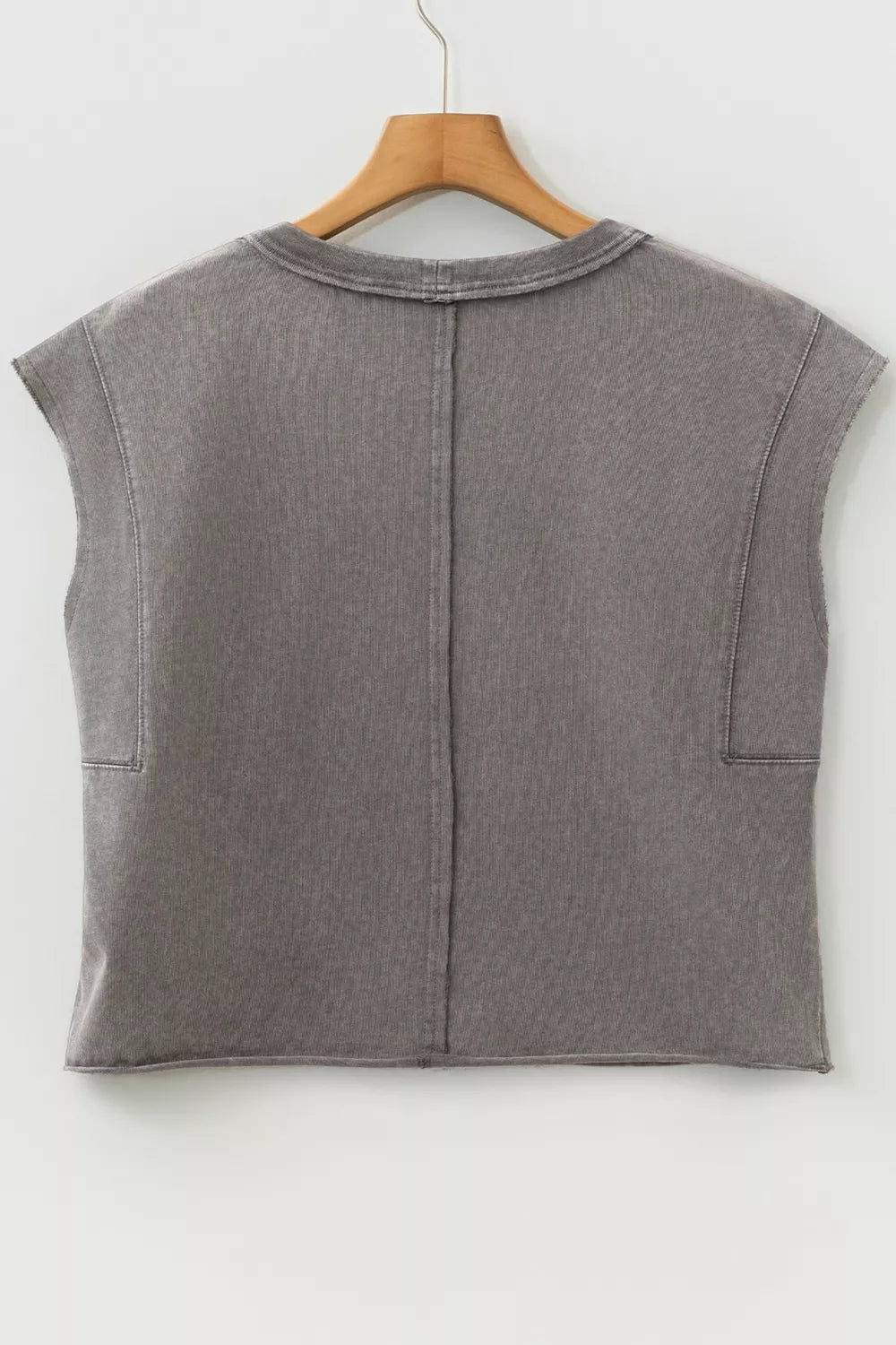 Cedar & Moore Mineral Wash Boxy Fit Cotton Tank Top in gray, sleeveless on hanger